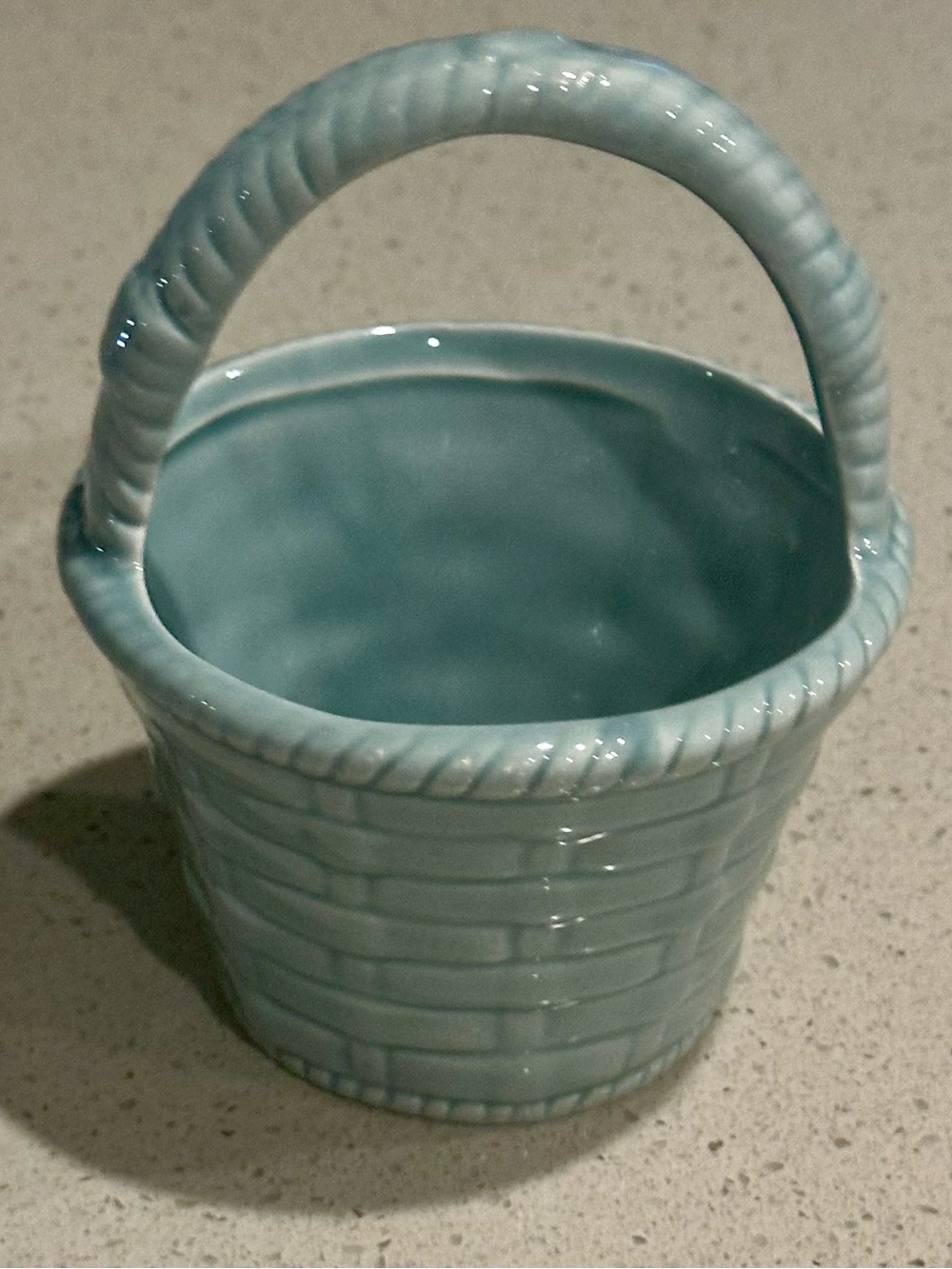 Studio Light Teal Ceramic Basket with Handle